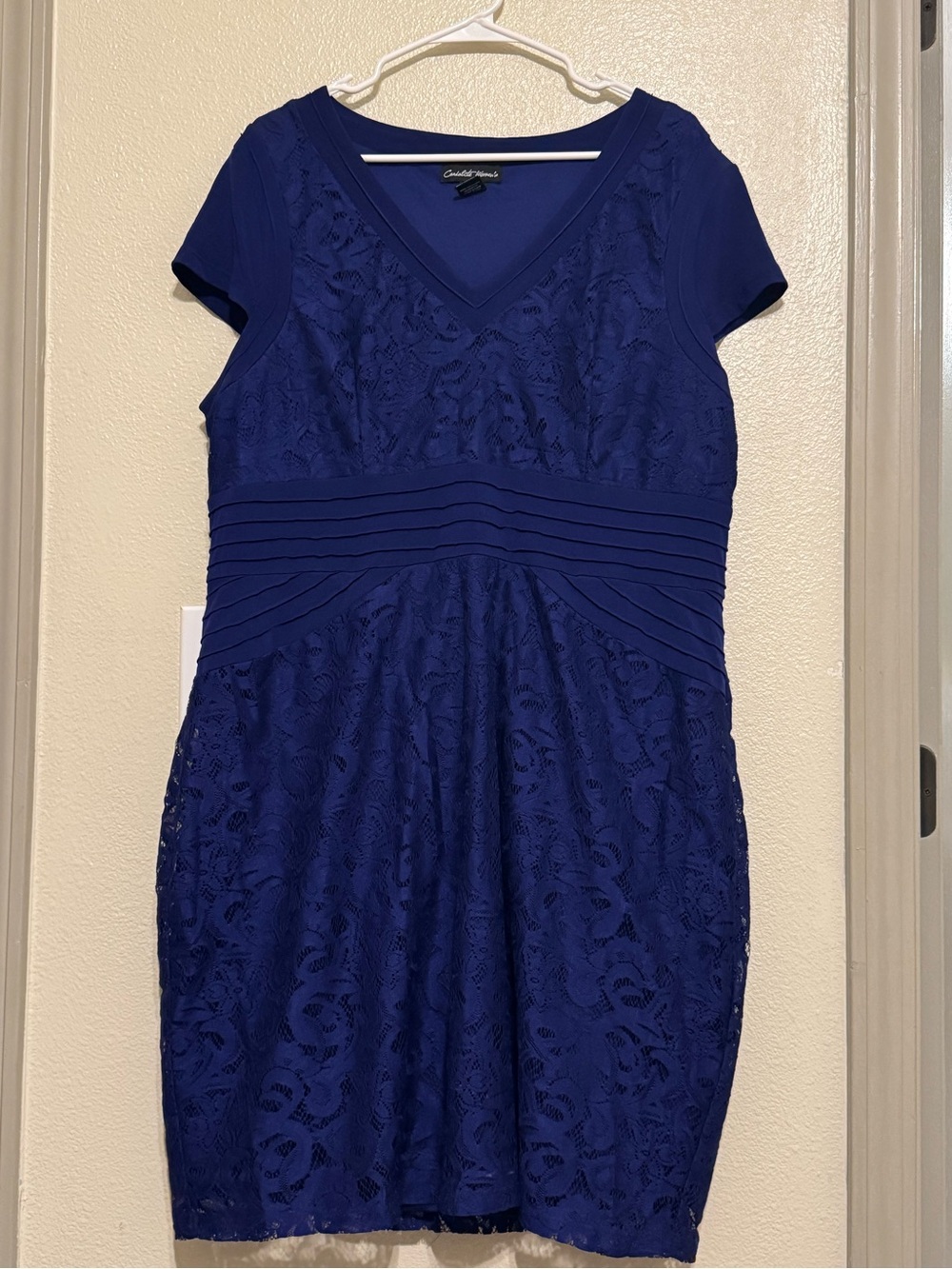 Elegant Royal Blue Lace Dress with V-Neck